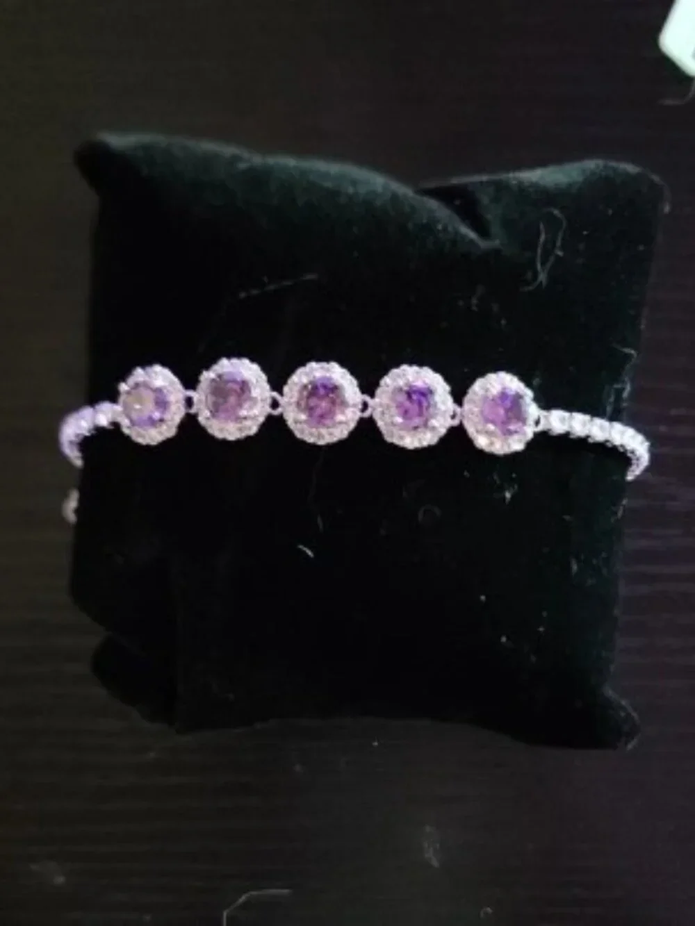 Amethyst Halo Tennis Bracelet - Purple Sparkle